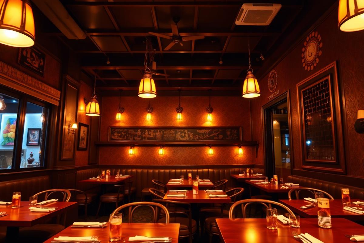 Warm interior of Indian Curry House at Newton Circus